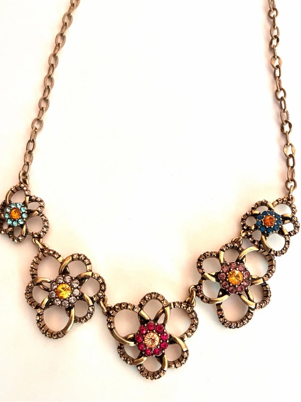 Chloe + Isabel Floral Crystal Bib Necklace in Pink, Yellow, Blue